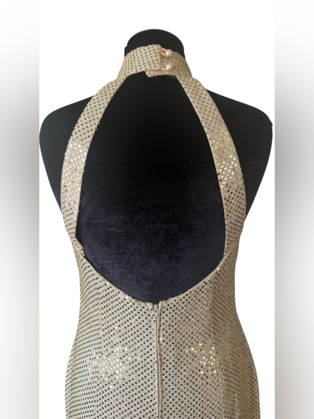 Y2K 90s Sequin Maxi Gold Formal Dress - Picture 11 of 16